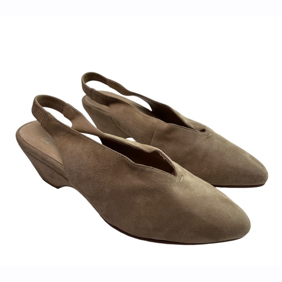 Eileen Fisher Shoes - Eileen Fisher Gatwick Womens 7 Taupe Suede Leather Slingback Shoes